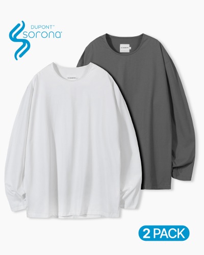2PACK (All Seasons) Sorona® Basic Cotton Layering T-shirt_4COLOR