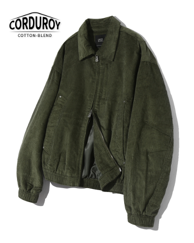 2WAY CROPPED CORDUROY DRIZZLER JACKET_OLIVE
